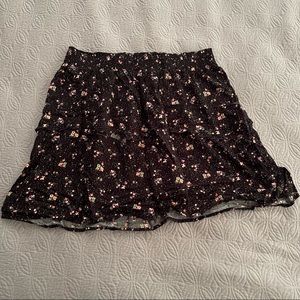NWT Plus Size Black & Pink Forever 21 Ruffled Floral Skirt
